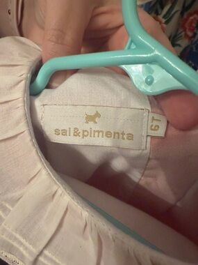 sal & pimenta Light Pink velvet Toddler Dress (6T) worn 2 times